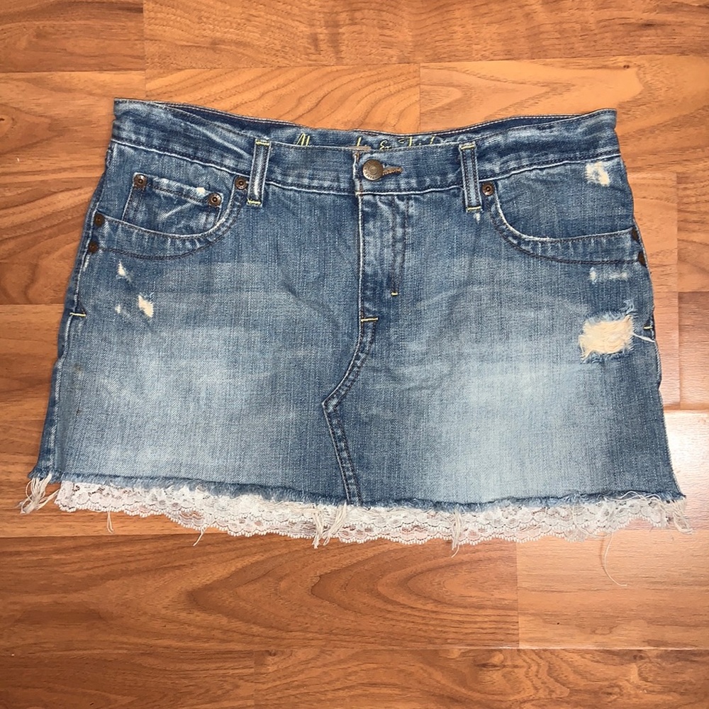 Vintage Abercrombie & Fitch Lace Trim Denim Skirt